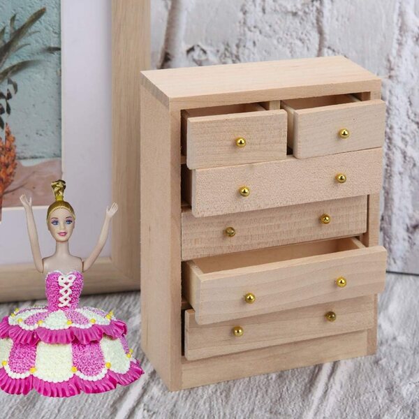 LIZEALUCKY Mobile Armadio in Miniatura in Legno per Casa delle Bambole 1:12