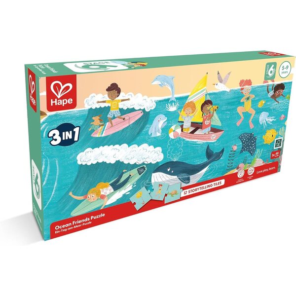 Hape Puzzle Amigos del Mar - vzdělávací sada se 3 scénami a 48 díly pro děti 4+