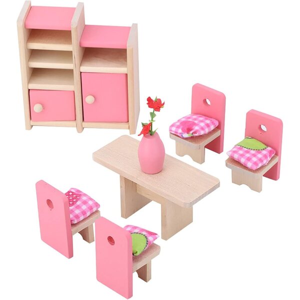 HEEPDD Set Mobili Mini Casa delle Bambole 1:12 in Legno per 6 Stanze Complete