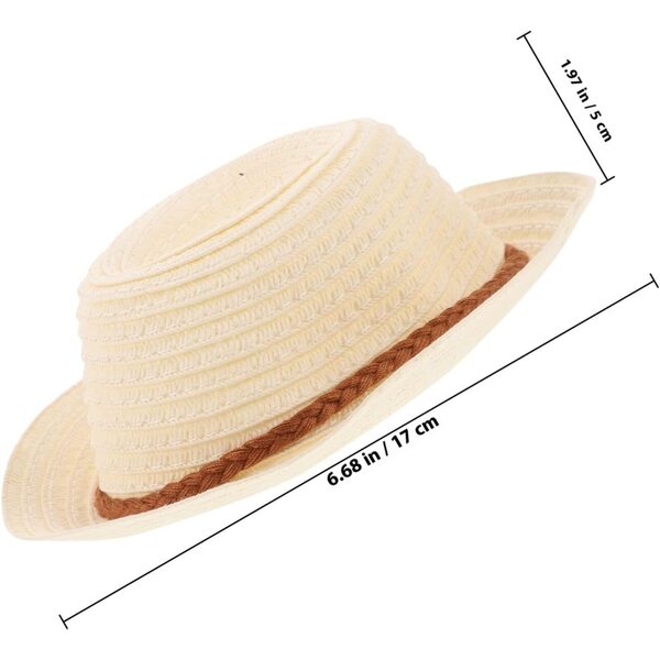 Hemobllo Mini Straw Sombrero nukeille, kevyt ja kestävä, koristeellinen lisävaruste