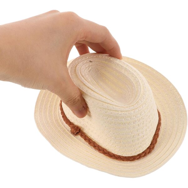 Hemobllo Mini Straw Sombrero nukeille, kevyt ja kestävä, koristeellinen lisävaruste