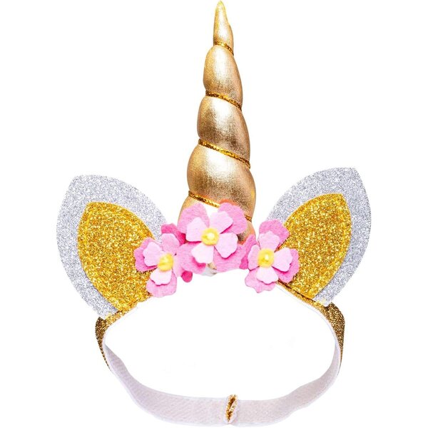 Heless Tiara for Muñecas con Cuernos Dorados y Flores, 35-45 cm, Unicornio Accessory