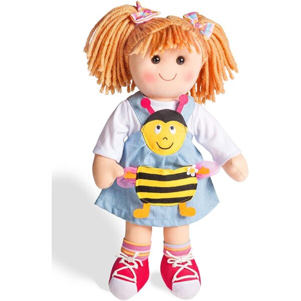 Bienenkleid für 35–45 cm große Heless-Puppen mit T-Shirt und Holzbügel