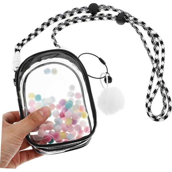 VICASKY Sac Transparent pour Poupées avec Fermeture Éclair et Bandoulière 13,5x9,5x5,5 cm