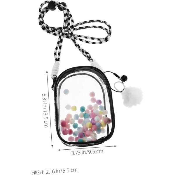Toyvian Bolsa Transparente para Guardar Muñecas Caja Expositora con Correa Hombro para Muñecas Pequeñas y Figuras Coleccionables Incluye Pompones y Cremallera