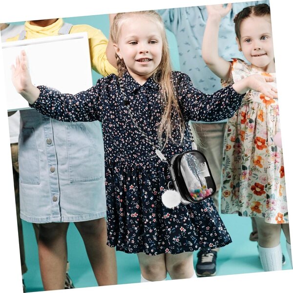 Toyvian Bolsa Transparente para Guardar Muñecas Caja Expositora con Correa Hombro para Muñecas Pequeñas y Figuras Coleccionables Incluye Pompones y Cremallera