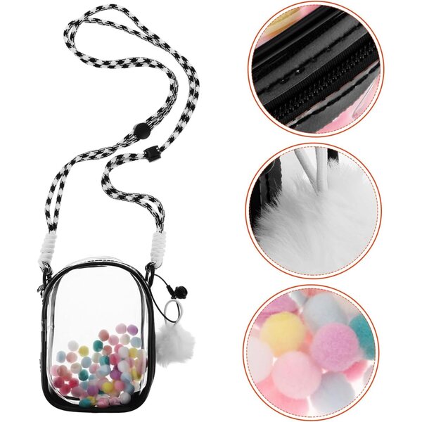Toyvian Bolsa Transparente para Guardar Muñecas Caja Expositora con Correa Hombro para Muñecas Pequeñas y Figuras Coleccionables Incluye Pompones y Cremallera