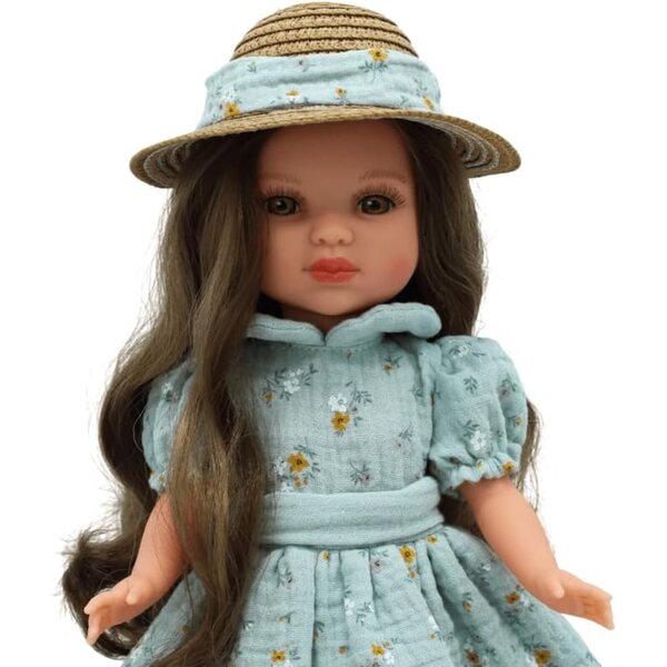 FOLK Muñeca Simona 40 cm Artisan Effect mit Kleid und Strohhut