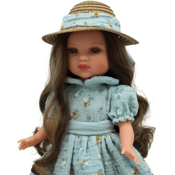 FOLK Muñeca Simona 40 cm Artisan Effect mit Kleid und Strohhut