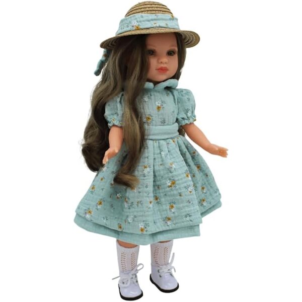 FOLK Muñeca Simona 40 cm Artisan Effect mit Kleid und Strohhut