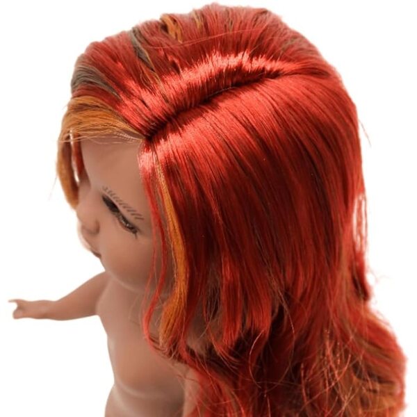 FOLK Simona Muñeca nackte Mulata 40 cm mit dreifarbigem Granatfell und honigbraunen Augen