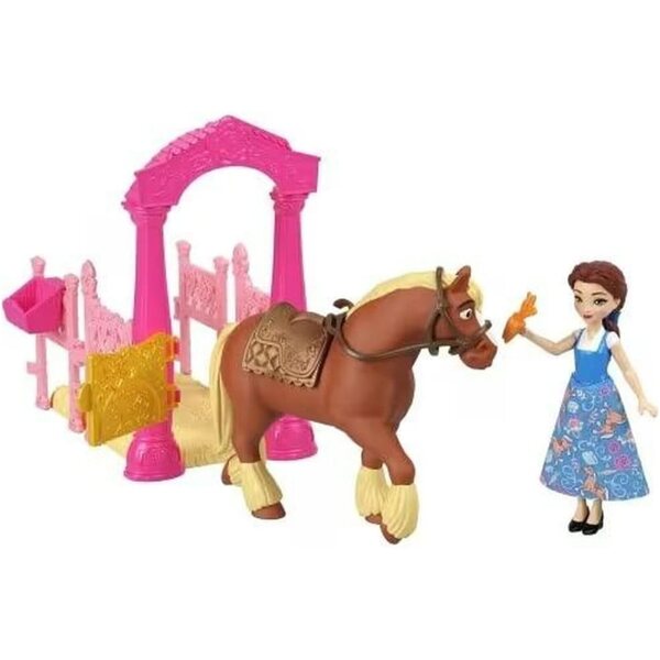 Disney Princess Belle Philippe lóval és istállójátékkal, kiegészítőkkel