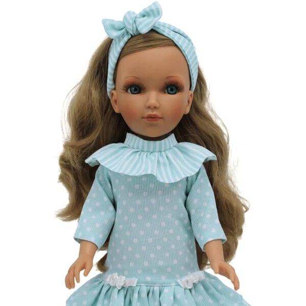 FOLK Muñeca Mari's Original 41 cm – Vestido Turquesa a Lunares, Limited Edition