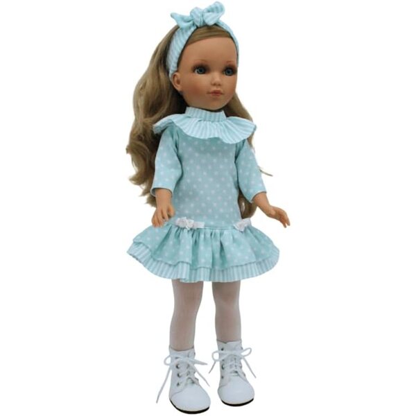 FOLK Muñeca Mari's Original 41 cm – Vestido Turquesa a Lunares, Limited Edition