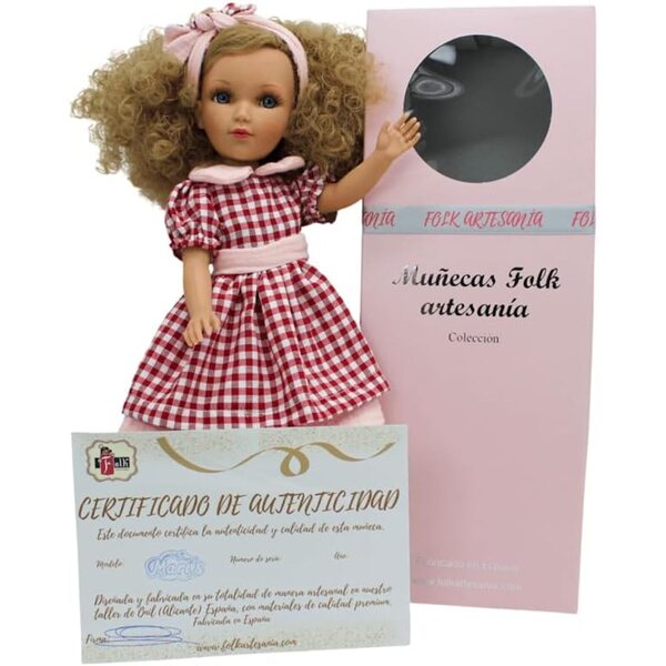 FOLK Muñeca Mari's Original 41 cm mit quadratischem Kleid, Zapatos und Socken