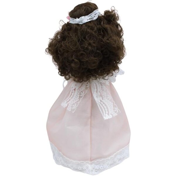 FOLK Muñeca mulata Kommunion Mari's Artesanía 41 cm mit hellem Kleid und Vitrine
