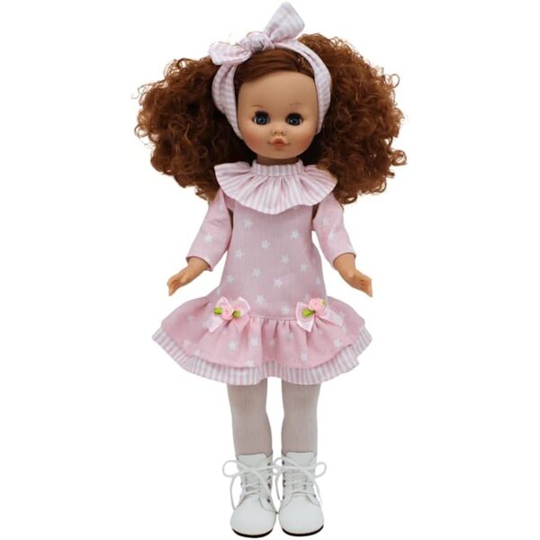 Muñeca Sintra Original Folk Artesanía 40 cm - Vestido Rosa Strellas y Botas Piel
