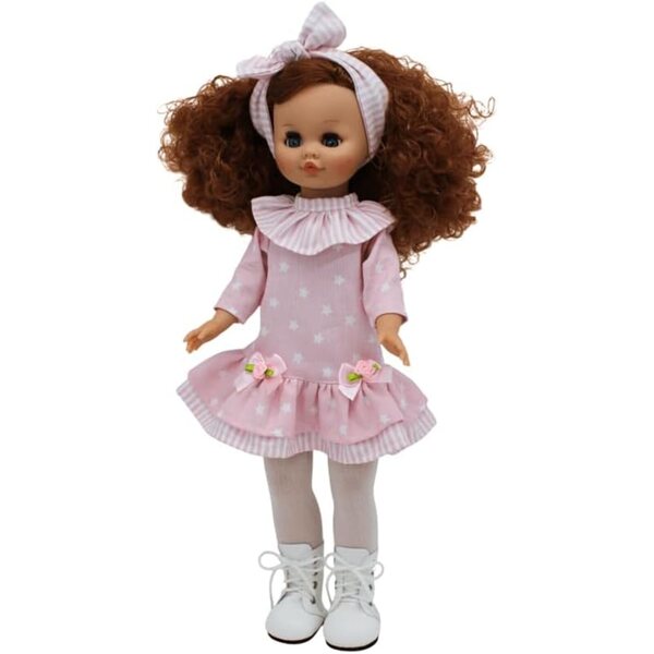 Muñeca Sintra Original Folk Artesanía 40 cm - Robe Rosa Strellas y Botas Piel