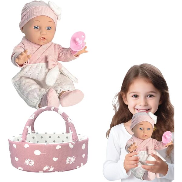 Muñeca Reborn Realista con Cesta Inclusa, Sirve como Regalo Infantil Seguro e Inodoro
