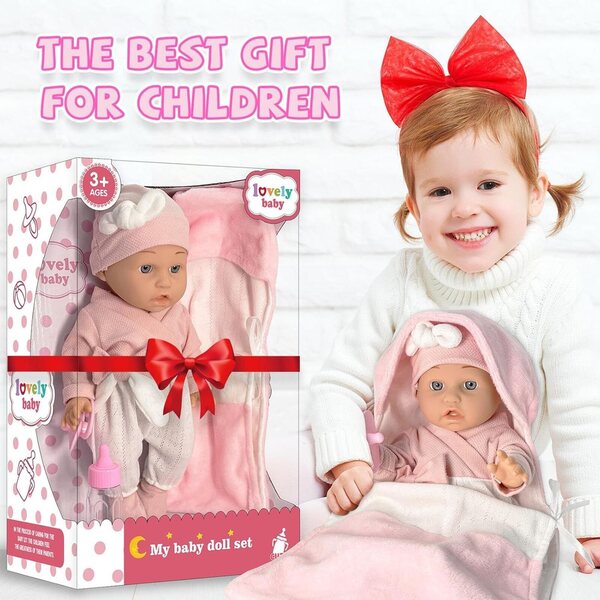 Realistischer Becher für wiedergeborene Babys mit Korb im Lieferumfang enthalten, hergestellt als sicheres und geruchloses Geschenk für Kleinkinder