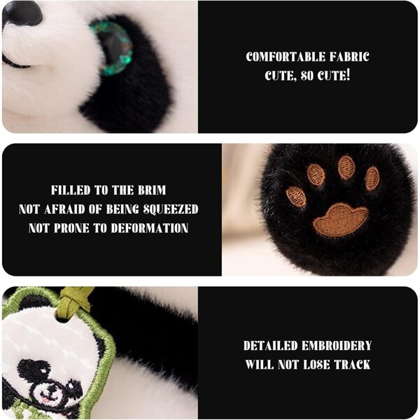 Panda en peluche douce 28cm, compagnon idéal pour les enfants et les adultes