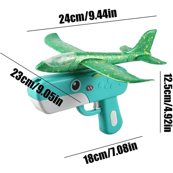 Dinosaurierförmiges Schaumstoff-Spielzeugflugzeug mit Federstart für Kinder