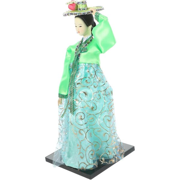 Koreanische Hanbok Muñeca aus grünem Stoff, traditionelle Dekoration für Zuhause und Büro