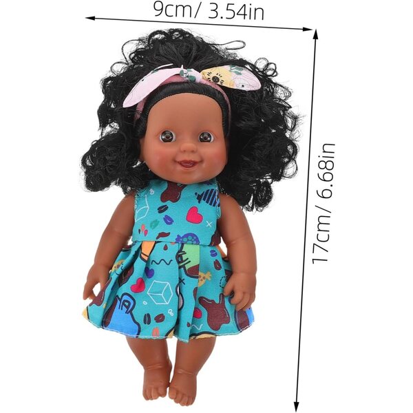 Hemobllo Muñeca Bebé Realista con Cabello Rizado Negro in Vinile 17 cm