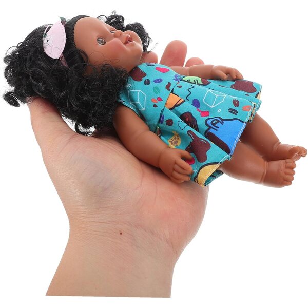 Hemobllo Muñeca Bebé Realista con Cabello Rizado Negro in Vinile 17 cm
