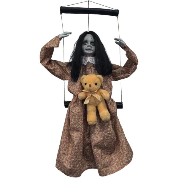 Xuancai Poupée fantôme oscillante d'Halloween avec capteur sonore et lumière LED