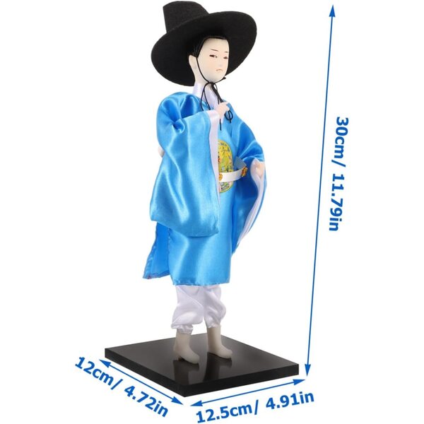 Traditionelle koreanische Hanbok-Muñeca-Figur, 30 cm, Kunstharz, Pintada Artesanal Hemobllo