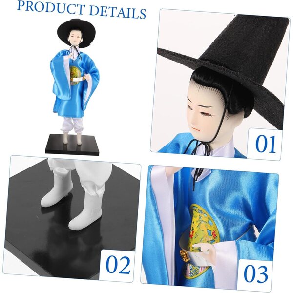Traditionelle koreanische Hanbok-Muñeca-Figur, 30 cm, Kunstharz, Pintada Artesanal Hemobllo