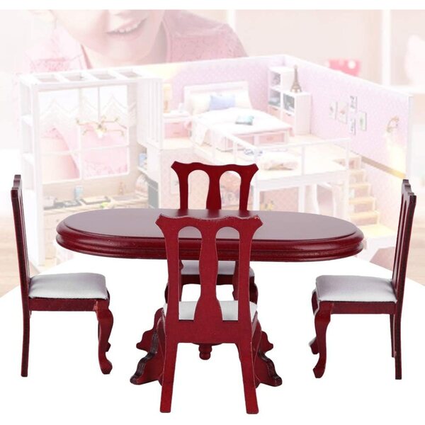 Set Mobili Tavolo e Sedie 1:12 in Legno per Casa delle Bambole - Design Elegante
