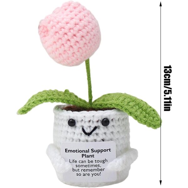 Planta de apoyo emocional, Grochet de flores de apoyo emocional,Muñeca de punto positivo - Flor de crochet de apoyo emocional positivo hecho a mano, decoración del escritorio de la oficina en el