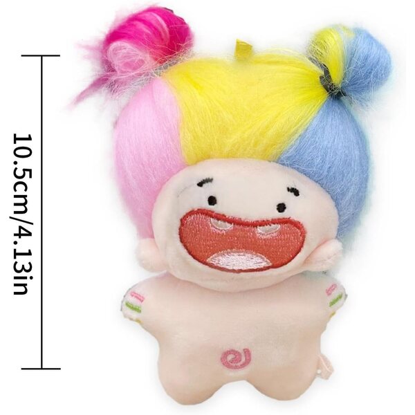 Entzückende 10,5 cm große Plüschpuppe mit buntem Haar, Geschenk für Kinder