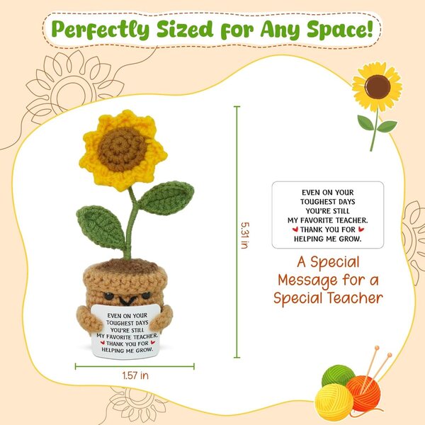 Mini bambola all'uncinetto OASSIE girasole, regalo di ringraziamento per maestre