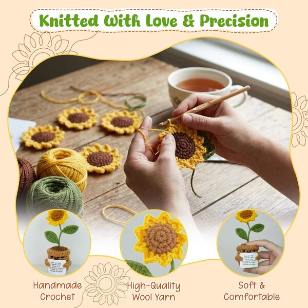 Mini bambola all'uncinetto OASSIE girasole, regalo di ringraziamento per maestre