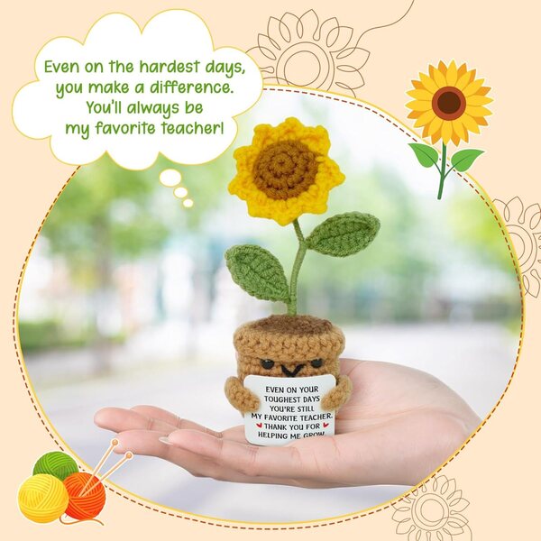 Mini bambola all'uncinetto OASSIE girasole, regalo di ringraziamento per maestre