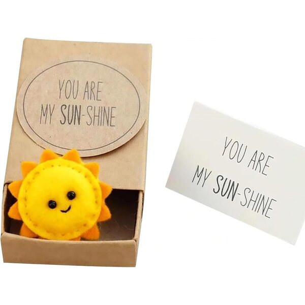 Przenośny prezent w kształcie słonecznika z kartami pozytywnych afirmacji „You Are My Sunshine”.