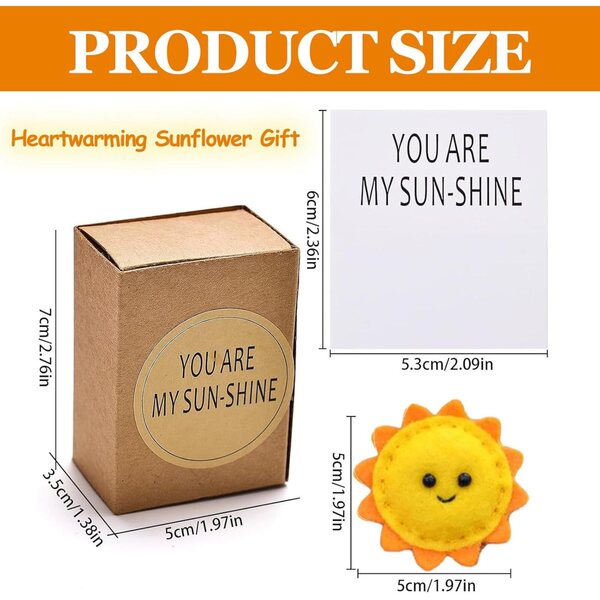 Przenośny prezent w kształcie słonecznika z kartami pozytywnych afirmacji „You Are My Sunshine”.
