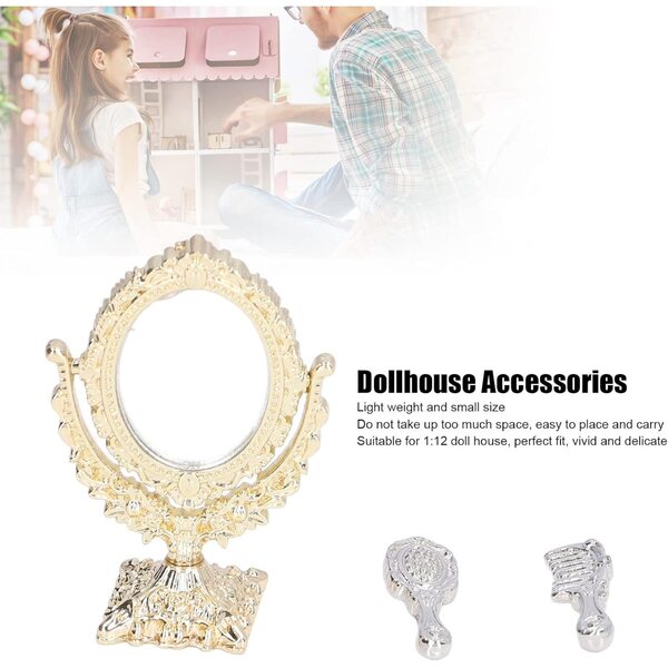 Set Pettini e Specchietti in Lega per Casa delle Bambole e Miniature Decorativi