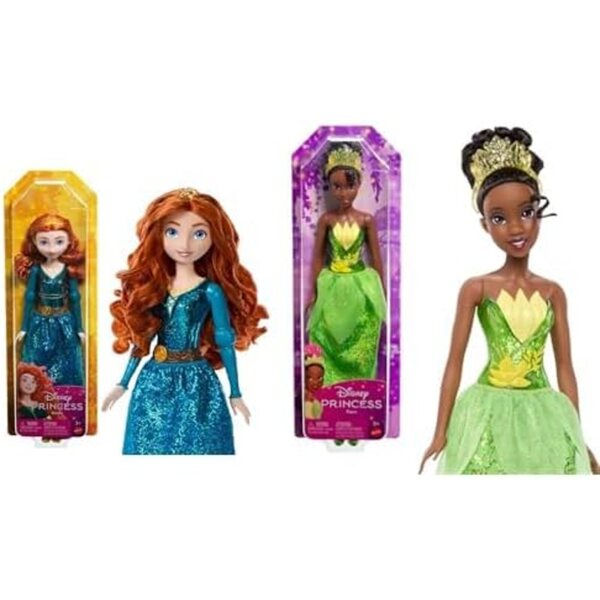 Disney Prinzessinne Merida an Tiana Muñecas mat Atuendos Intercambiables an Accesorios
