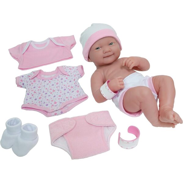 Νεογέννητο JC TOYS Παιχνίδι μαλακό βινύλιο με σχοινί και αξεσουάρ, 38 cm και μίνι 24 cm