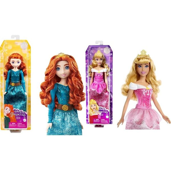 Disney Princess Merida és Aurora – csuklós hercegnő babák ruhákkal és kiegészítőkkel