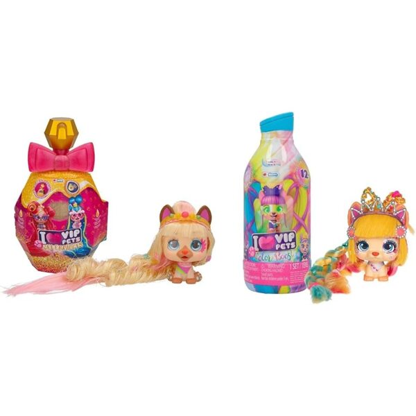 Vip Pets Celebripets și Color Boost | Muñecas Perritas Surprise cu Pelo Largo y Accesorios