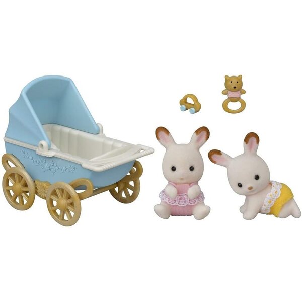 Sylvanian Families Mini Muñecas et accessoires avec berceau pour Trillizos, jeu imaginatif