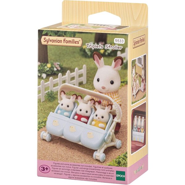 SYLVANIAN FAMILIES Husky-Familienset mit 5 Figuren und Zubehör + Carrito Trillizos