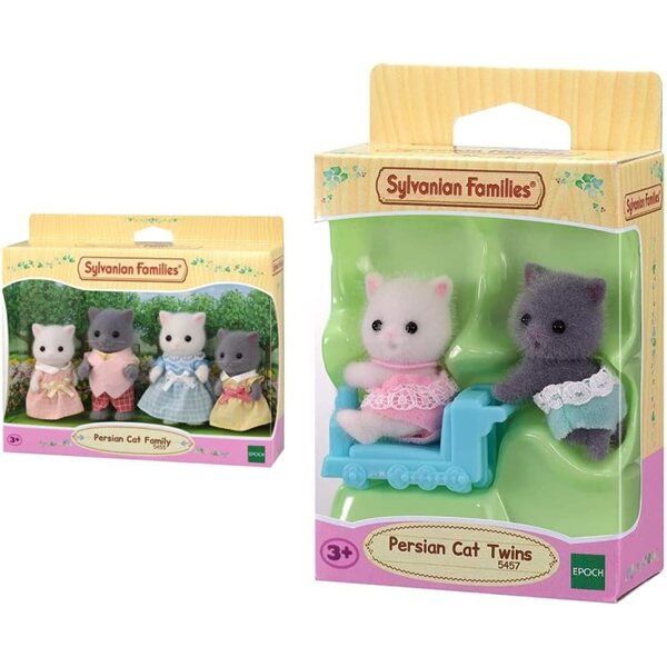 Sylvanian Families 05455 Persian Cat Family + Persian Cat Twins - Σετ 6 Φιγούρες