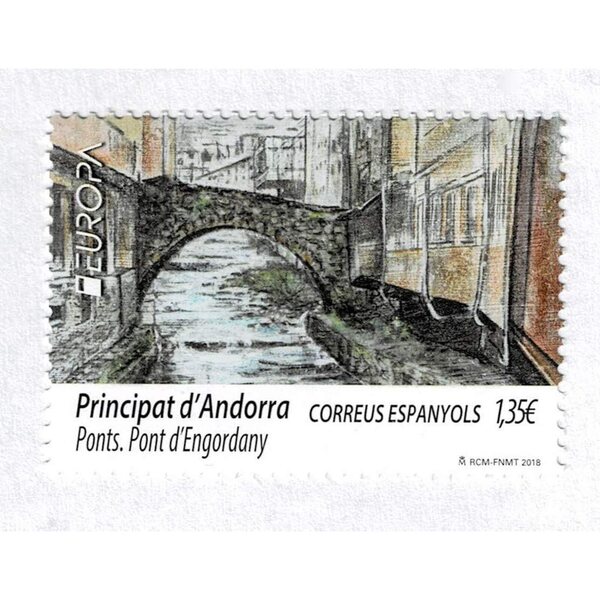 Znamka Španska Andora 2018 Engordany Bridge Emission Europe CEPT MNH