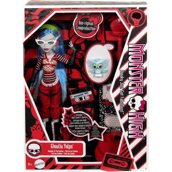 Original Monster High Yelps Ghoulia mit Zubehör, Tagebuch und Ständer 6+